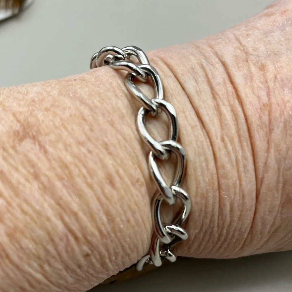 Silver Chunky Chain Link Bracelet -Statement Jewelry